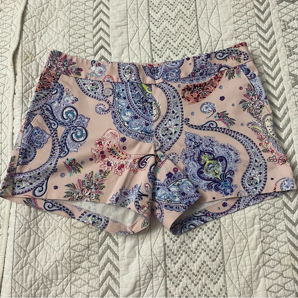 Express Paisley Chino Shorts Pink Blue Multicolor Womens Size 8